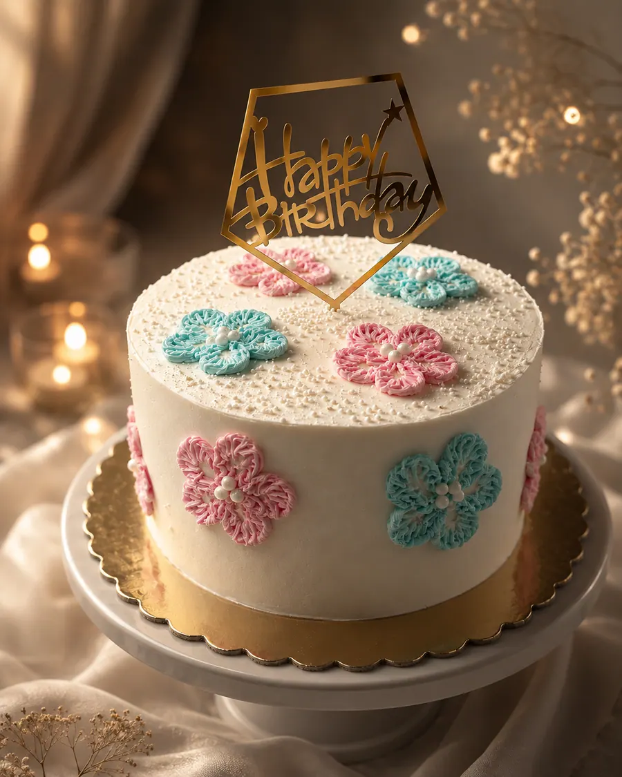 Tort personalizat — Flori pastel