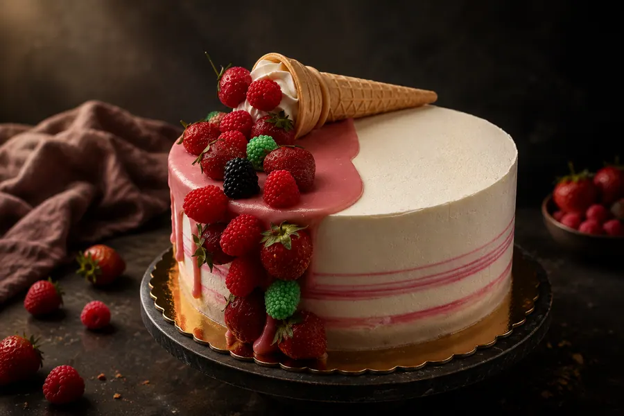 Tort personalizat — Fructe & cornet