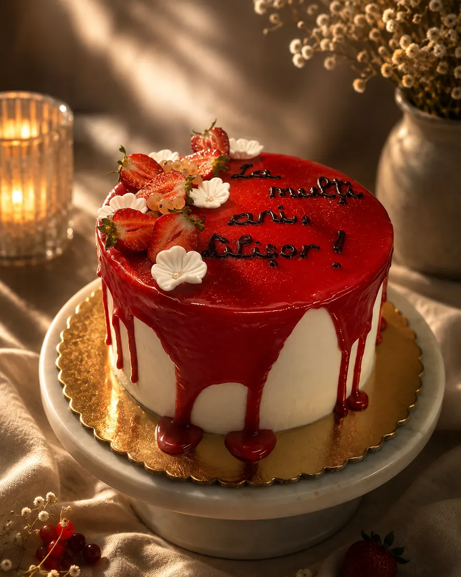 Tort personalizat — Roșu & căpșuni