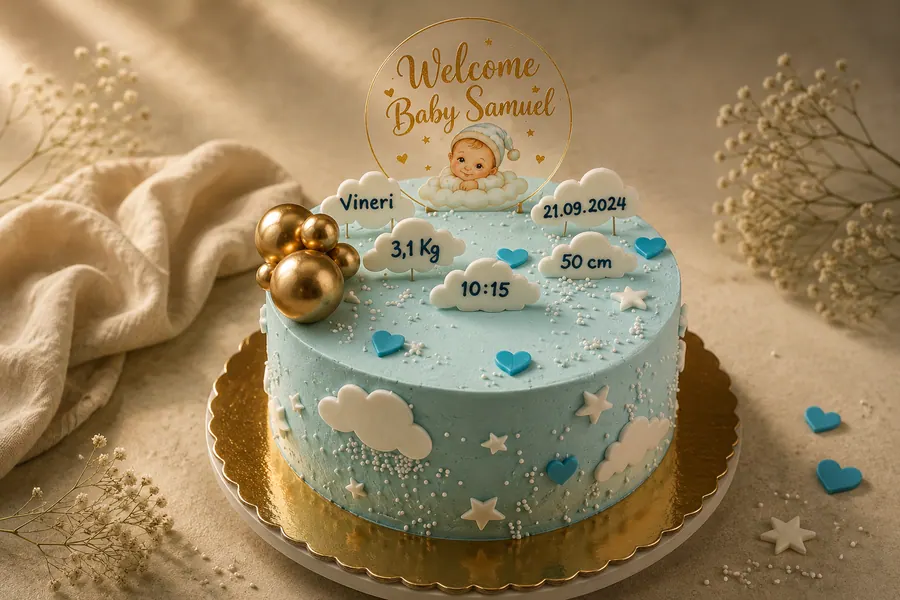 Tort personalizat — Welcome Baby Samuel